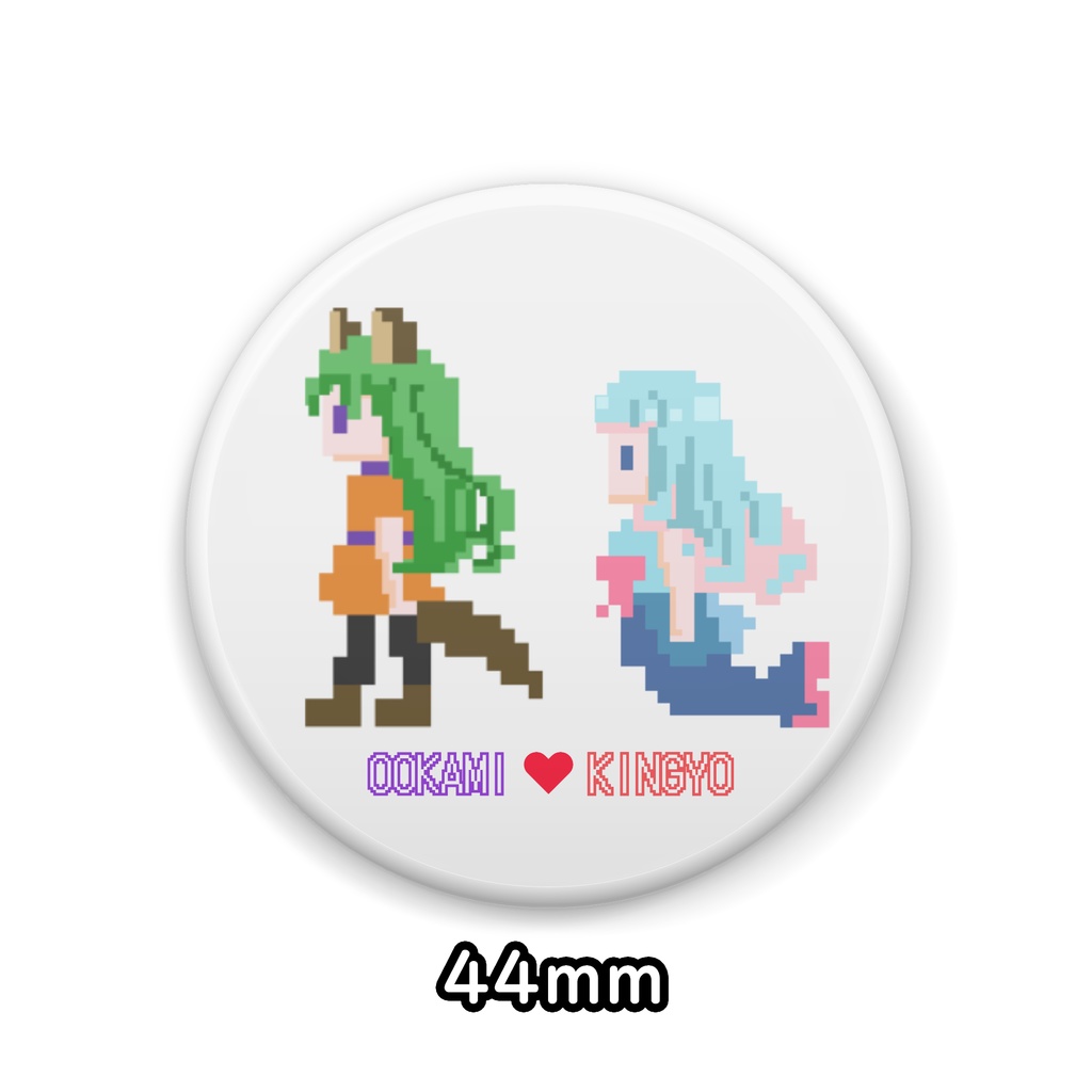 狼と金魚てくてくドット缶バッジ