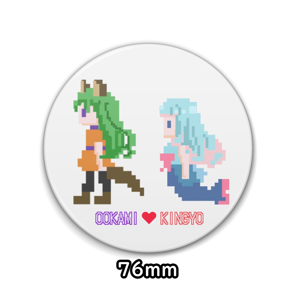 狼と金魚てくてくドット缶バッジ