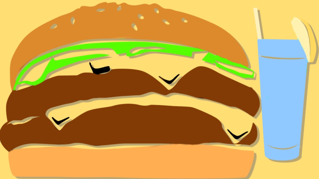 【オーバーレイ&背景素材】ハンバーガー:フードシリーズ