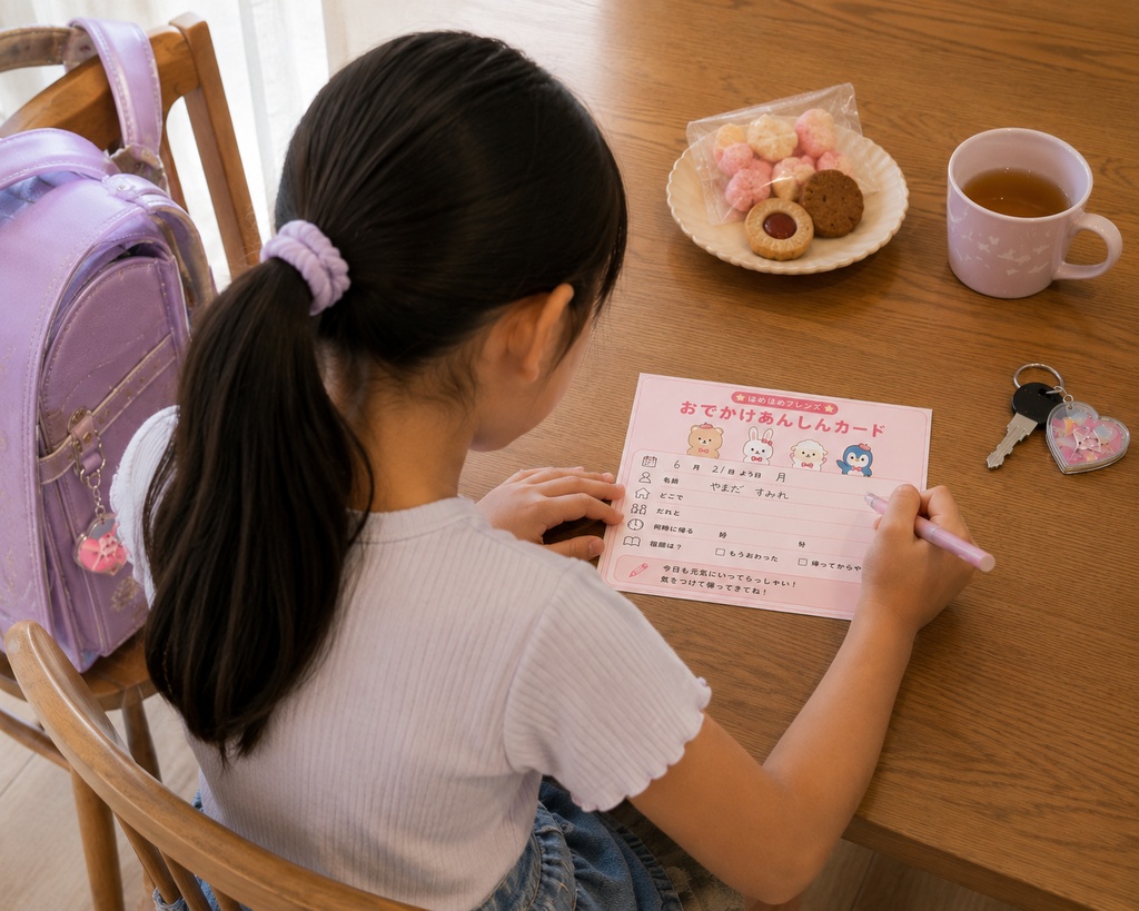 🌷おでかけあんしんカード|小学生のお約束カード🌷