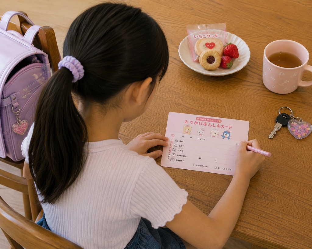 🌷おでかけあんしんカード|小学生のお約束カード🌷