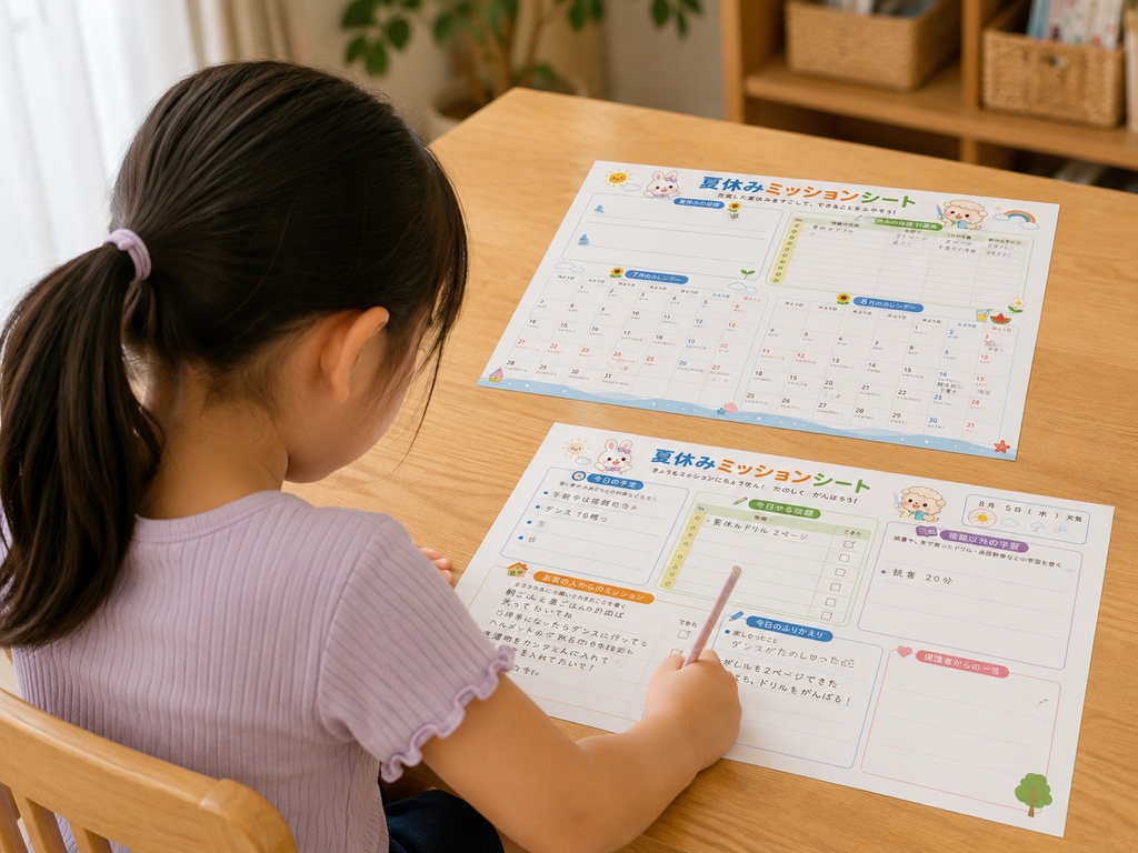 🌷ほめほめフレンズ版_夏休みミッションシート_2枚セット_PDF🌷
