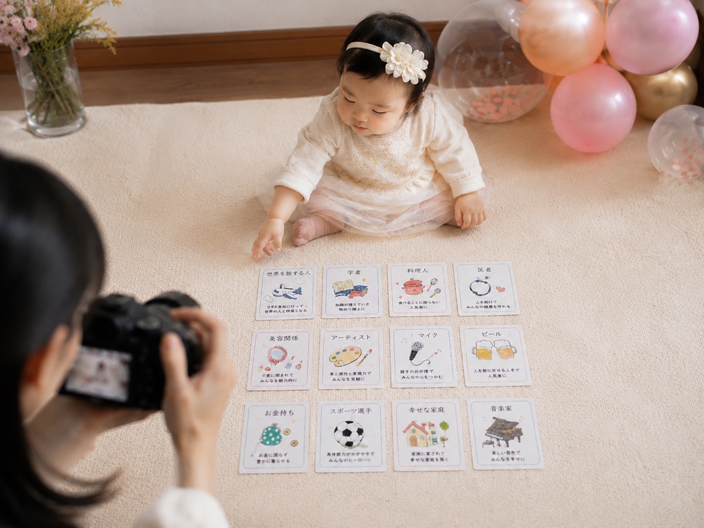 🌷 選び取りカード12枚セット｜1歳誕生日｜日本語表記｜PDF 🌷
