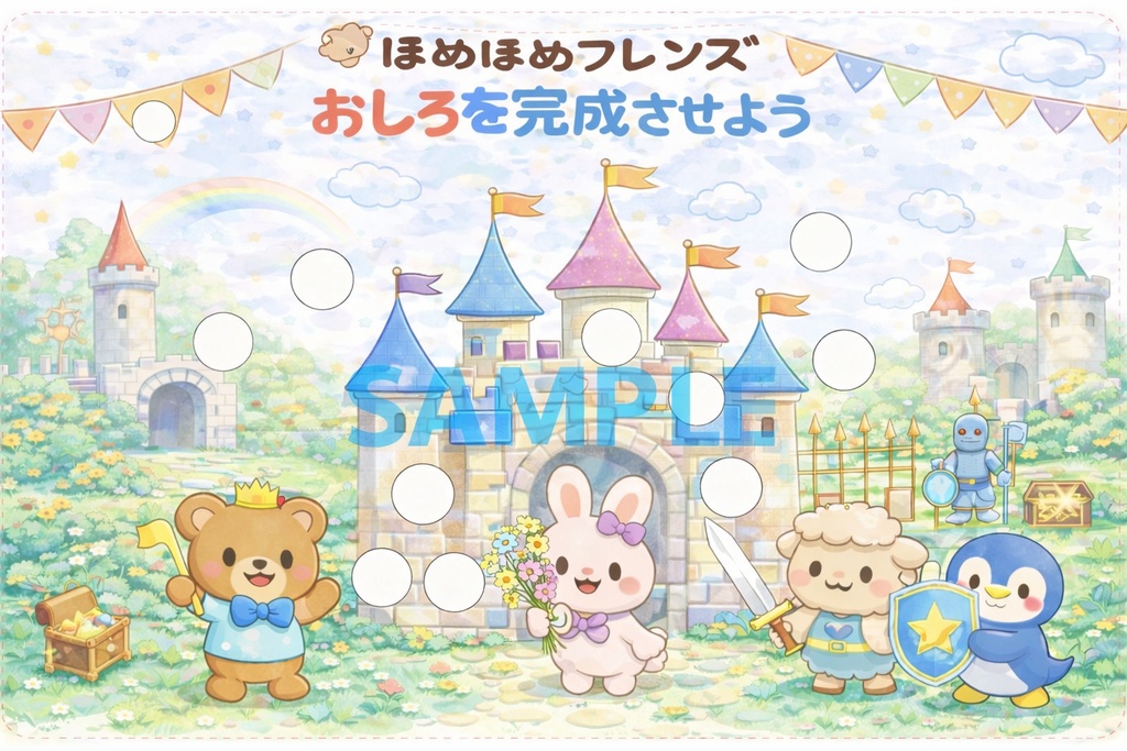 🌷ほめほめフレンズ🌷シール台紙6種類&トイトレ応援チェックシート1枚🌷全部で7枚セット🌷