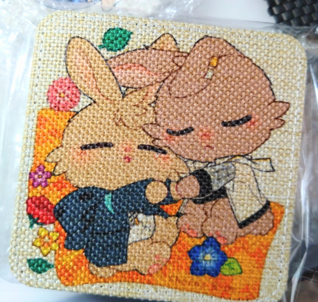 棘博うさリネン風コースター&余博泡うさ白雲石コースター