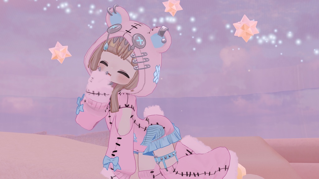【まめふれんず対応】髪・服セット!病みかわ着ぐるみくま🐻【VRChat想定】