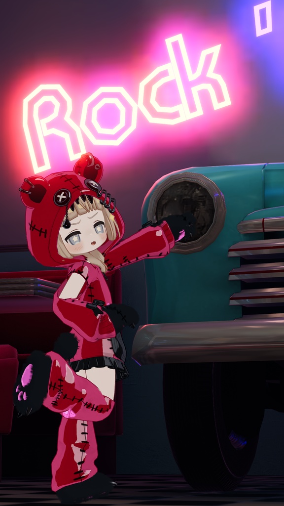 【まめふれんず対応】髪・服セット!病みかわ着ぐるみくま🐻【VRChat想定】