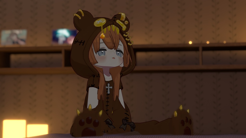 【まめふれんず対応】髪・服セット!病みかわ着ぐるみくま🐻【VRChat想定】