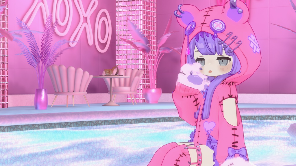 【まめふれんず対応】髪・服セット!病みかわ着ぐるみくま🐻【VRChat想定】