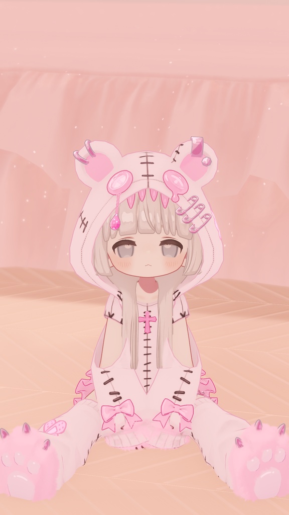 【まめふれんず対応】髪・服セット!病みかわ着ぐるみくま🐻【VRChat想定】