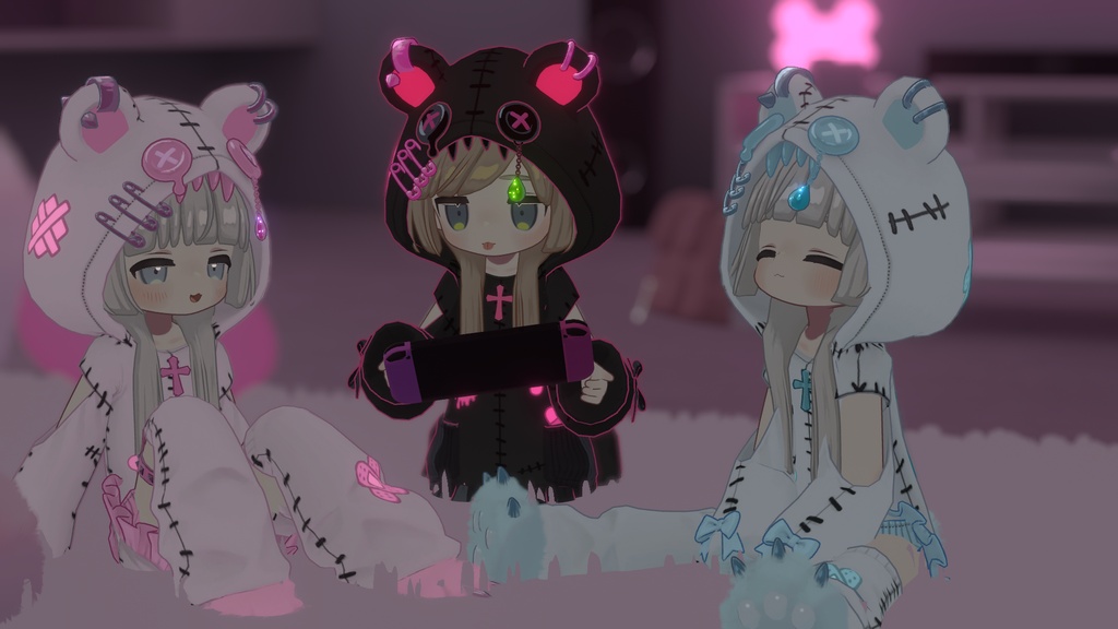 【まめふれんず対応】髪・服セット!病みかわ着ぐるみくま🐻【VRChat想定】