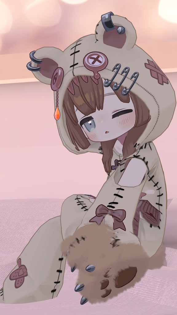 【まめふれんず対応】髪・服セット!病みかわ着ぐるみくま🐻【VRChat想定】