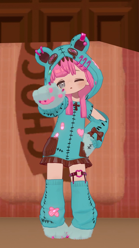 【まめふれんず対応】髪・服セット!病みかわ着ぐるみくま🐻【VRChat想定】