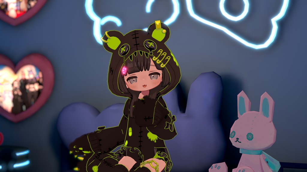 【まめふれんず対応】髪・服セット!病みかわ着ぐるみくま🐻【VRChat想定】