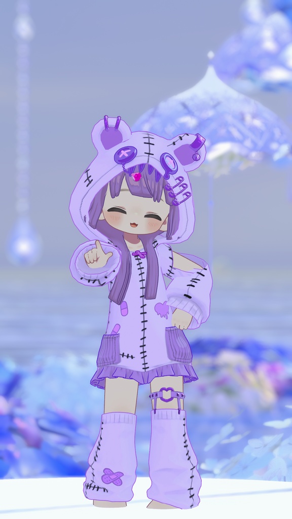 【まめふれんず対応】髪・服セット!病みかわ着ぐるみくま🐻【VRChat想定】
