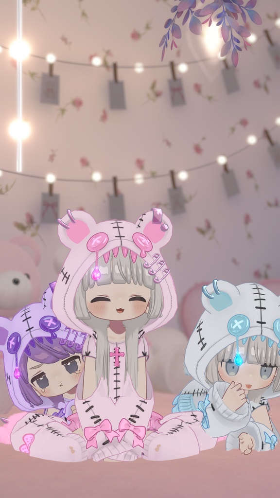 【まめふれんず対応】髪・服セット!病みかわ着ぐるみくま🐻【VRChat想定】