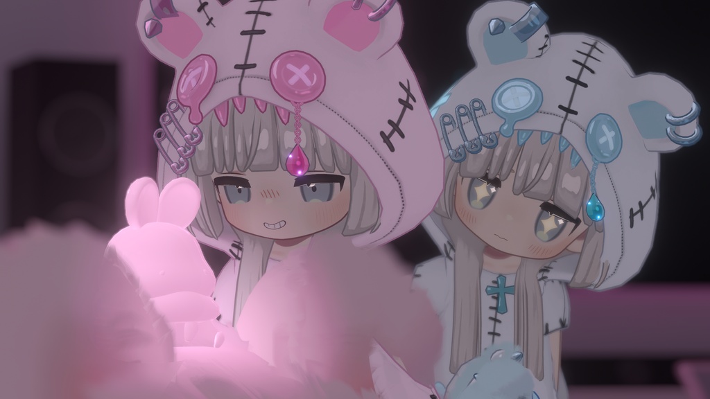 【まめふれんず対応】髪・服セット!病みかわ着ぐるみくま🐻【VRChat想定】