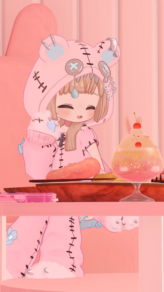 【まめふれんず対応】髪・服セット!病みかわ着ぐるみくま🐻【VRChat想定】