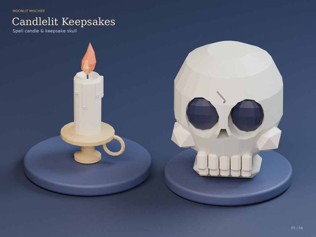 【ローポリ3Dモデル12点】ハロウィン小物セット Moonlit Mischief|BLEND・FBX・GLB同梱
