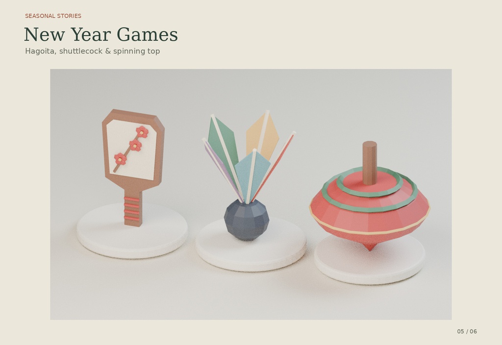 【ローポリ3Dモデル28点+背景4シーン】クリスマス・正月小物・四季デコ・季節の配信背景 Seasonal Stories|BLEND・FBX・GLB同梱