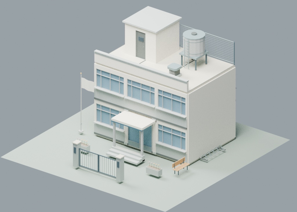 【ローポリ3Dモデル100点】日本の学校セット 教室・校舎・体育館・理科室・校庭 Japanese School 100|BLEND・FBX・GLB同梱