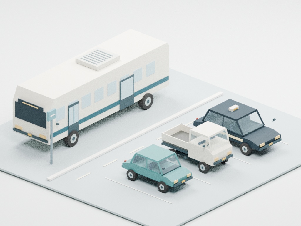 【ローポリ3Dモデル25点】日本の乗り物セット 軽自動車・タクシー・バス・電車・原付・自転車・屋形船 Japan Vehicles 25|BLEND・FBX・GLB同梱