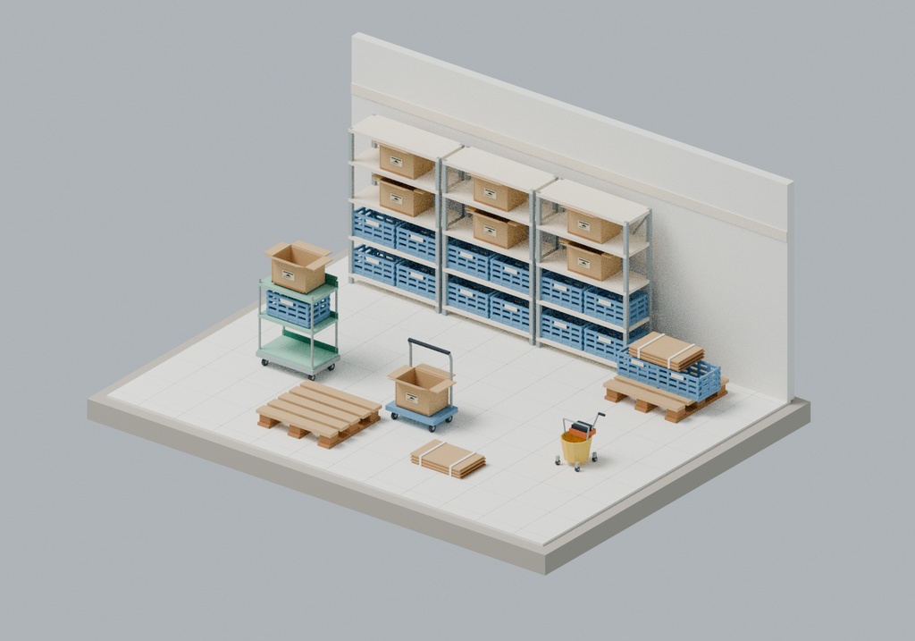 【ローポリ3Dモデル120点】コンビニ内装・什器・商品・バックヤードセット KOMOREBI Konbini Interior 120|BLEND・FBX・GLB同梱