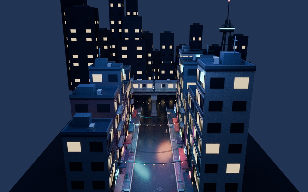 【ローポリ3Dモデル120点】日本の夜景・ネオン看板・雑居ビル・路地・高架鉄道 AOI AFTERHOURS Tokyo Night 120｜BLEND・FBX・GLB同梱