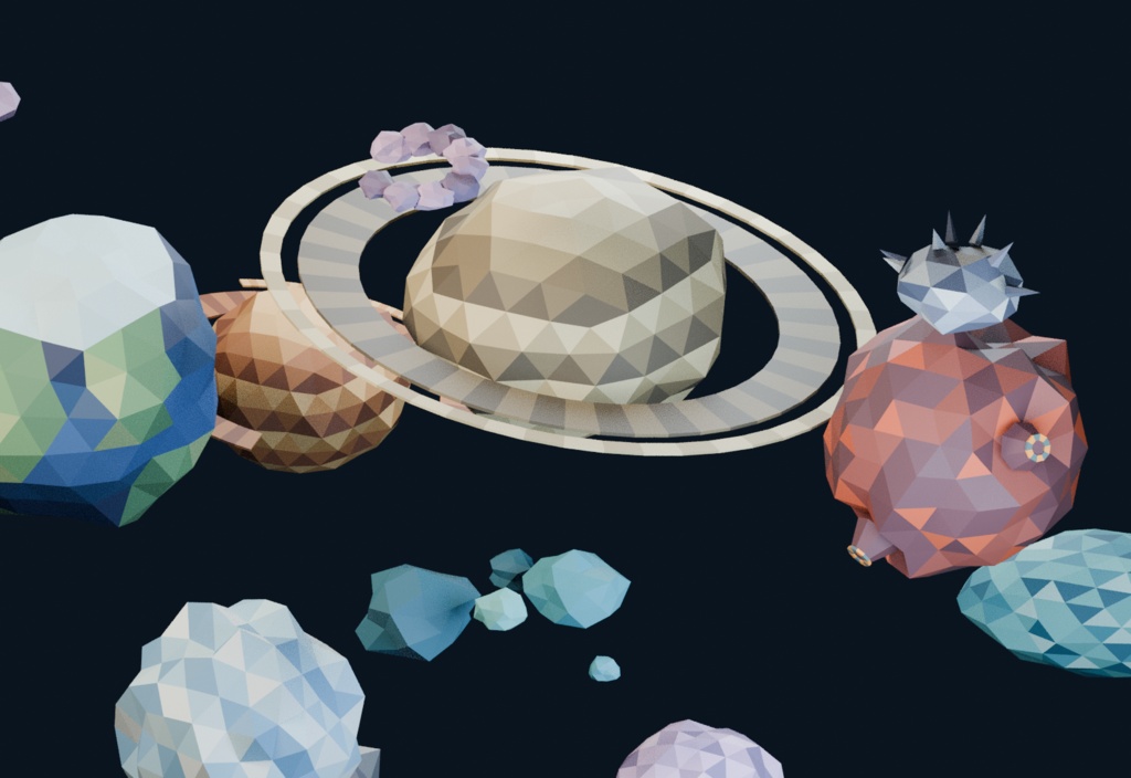 【ローポリ3Dモデル120点】宇宙ステーション・衛星80+惑星・小惑星40 Orbital Workshop + Strange Worlds|BLEND・FBX・GLB同梱