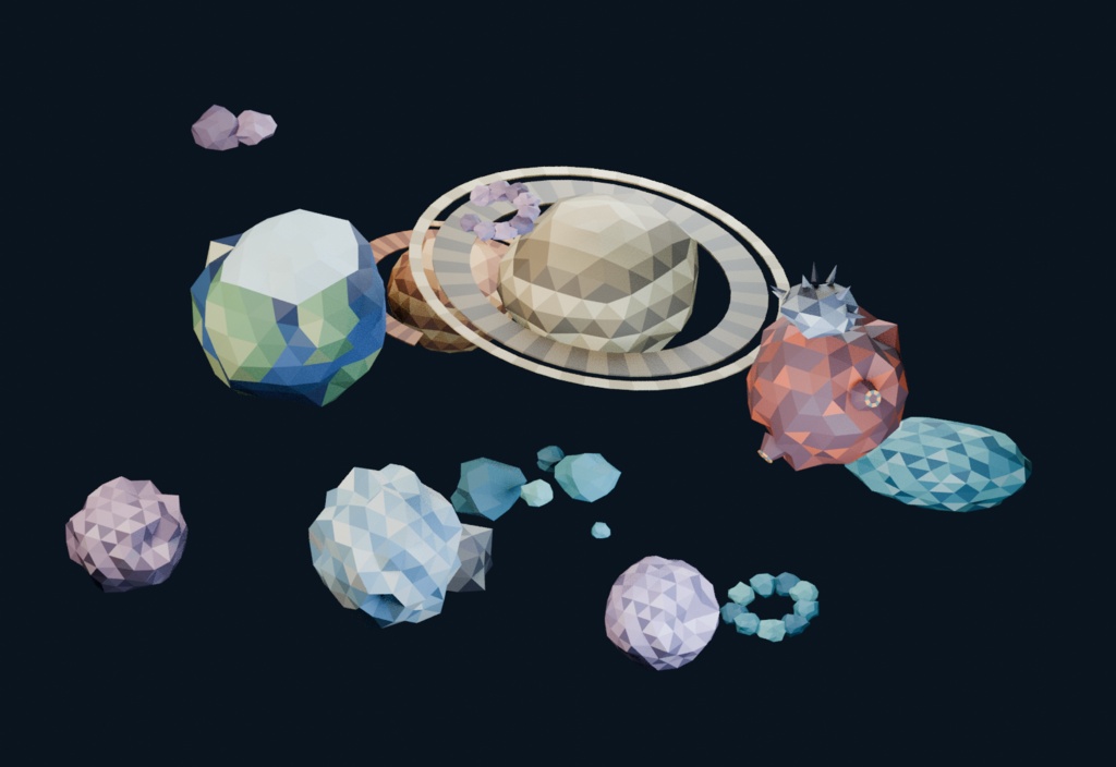 【ローポリ3Dモデル120点】宇宙ステーション・衛星80+惑星・小惑星40 Orbital Workshop + Strange Worlds|BLEND・FBX・GLB同梱