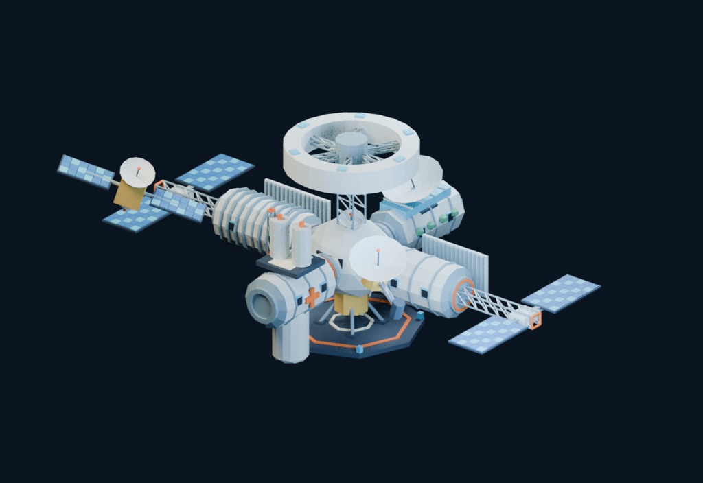 【ローポリ3Dモデル120点】宇宙ステーション・衛星80＋惑星・小惑星40 Orbital Workshop + Strange Worlds｜BLEND・FBX・GLB同梱
