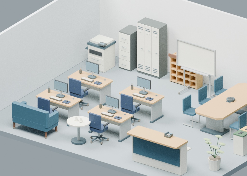 【ローポリ3Dモデル160点】オフィス家具・PC・文具80+病院・クリニック機器80 Office 80 / Hospital & Clinic 80|BLEND・FBX・GLB同梱