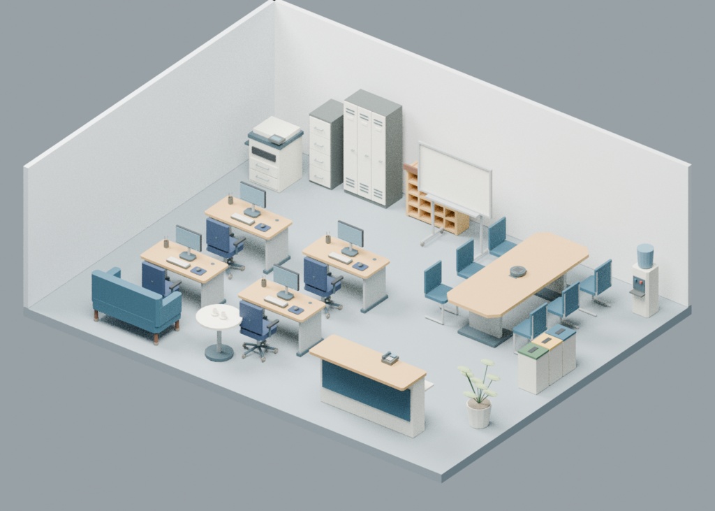 【ローポリ3Dモデル160点】オフィス家具・PC・文具80＋病院・クリニック機器80 Office 80 / Hospital & Clinic 80｜BLEND・FBX・GLB同梱