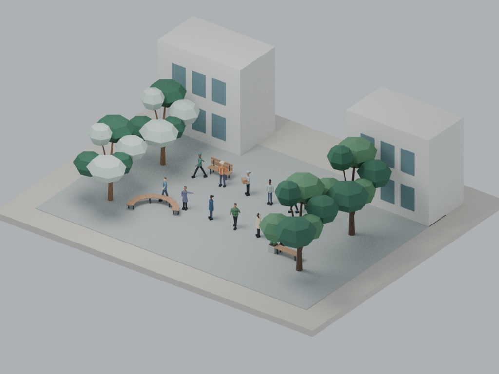 【ローポリ3Dモデル500点】建築プレゼン用点景 人物200・樹木200・車両50・ベンチ50 ARCHVIZ / EVERYDAY 500|BLEND・FBX・GLB同梱