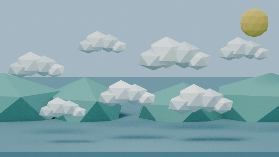 【Blenderループ背景2シーン+Geometry Nodes】流れるローポリ商店街・漂う雲(8秒・MP4付き)+日本家屋ジェネレーター作例6点|BLEND・GLB・FBX同梱