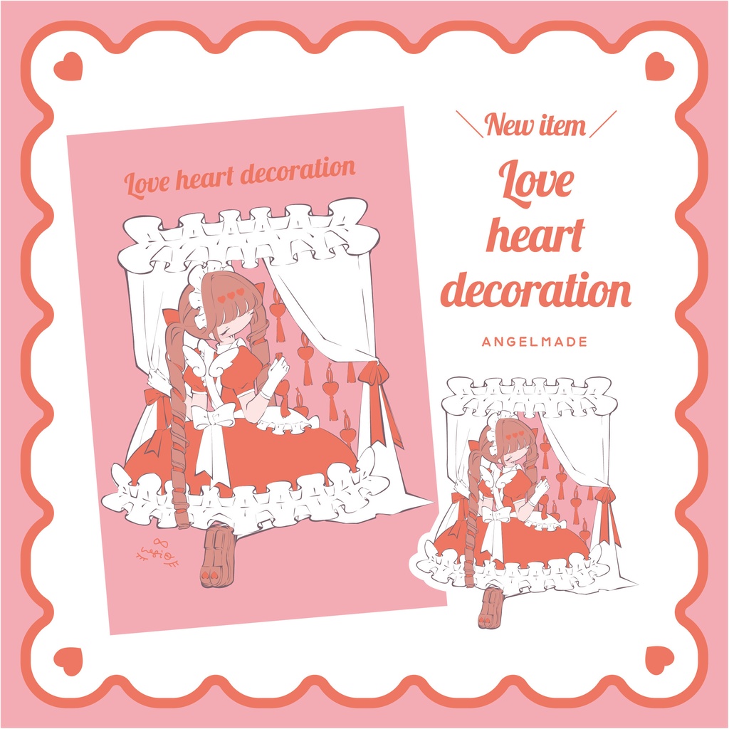 『Love heart decoration』ポストカード／ステッカー