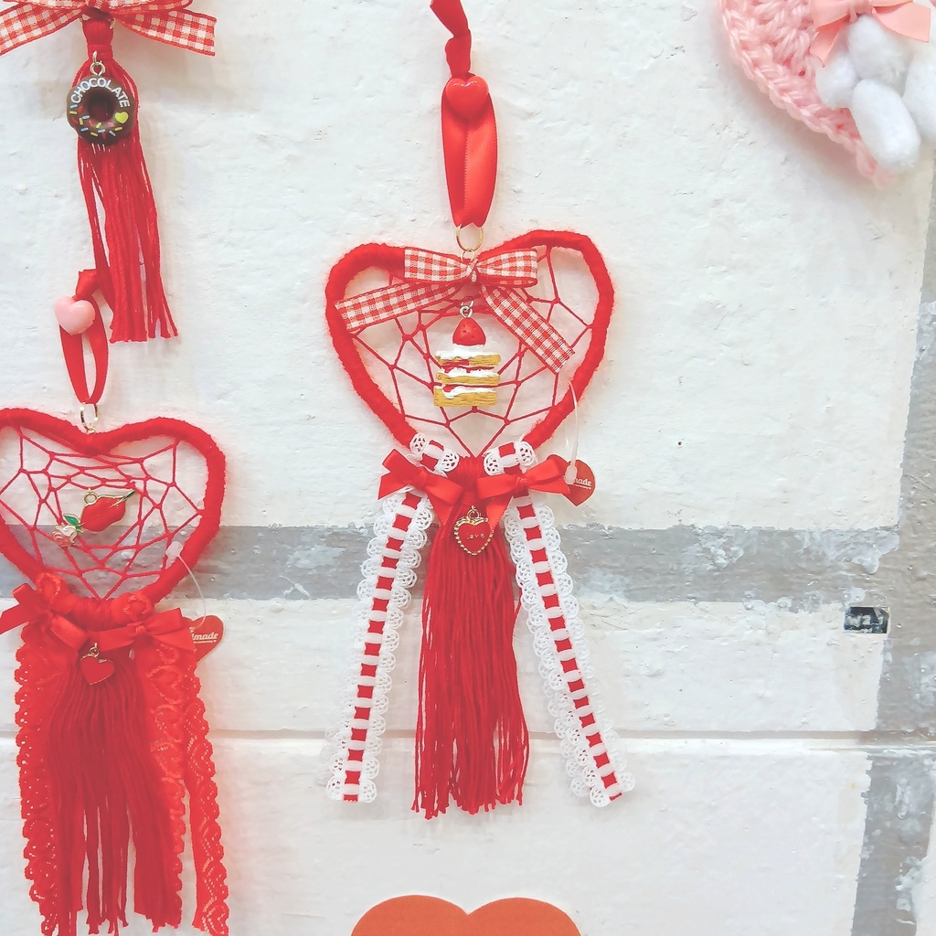 ミニドリームキャッチャー(ケーキ×ギンガムリボン)