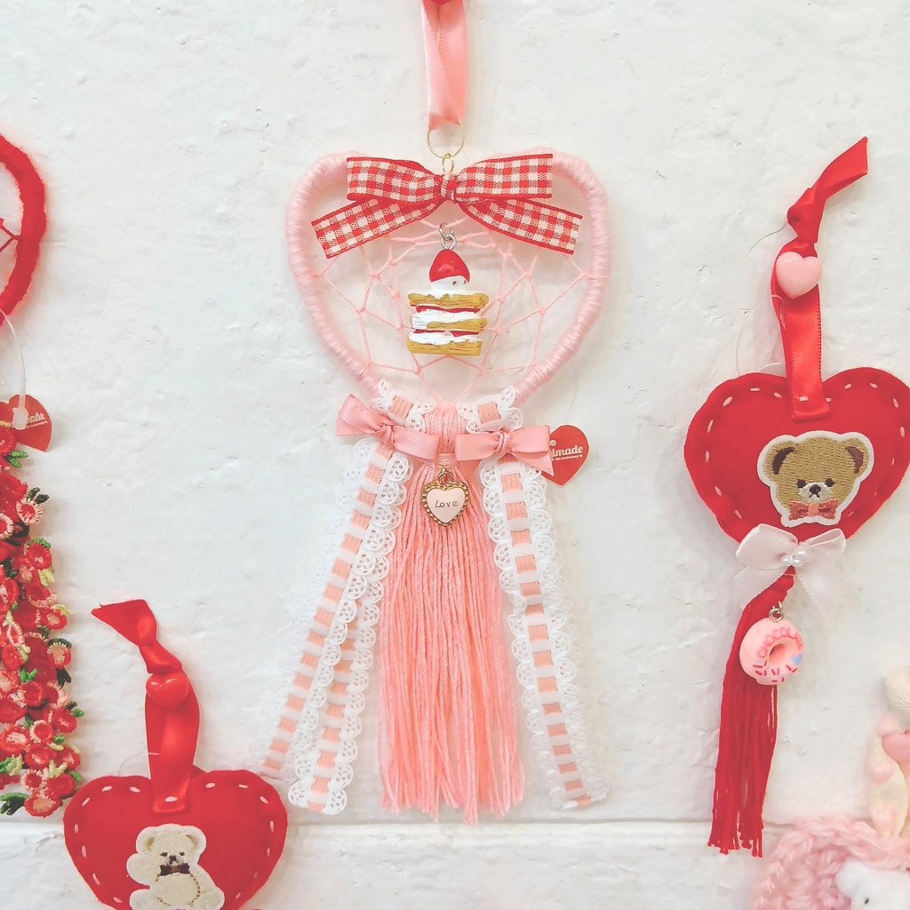 ミニドリームキャッチャー(ケーキ×ギンガムリボン)