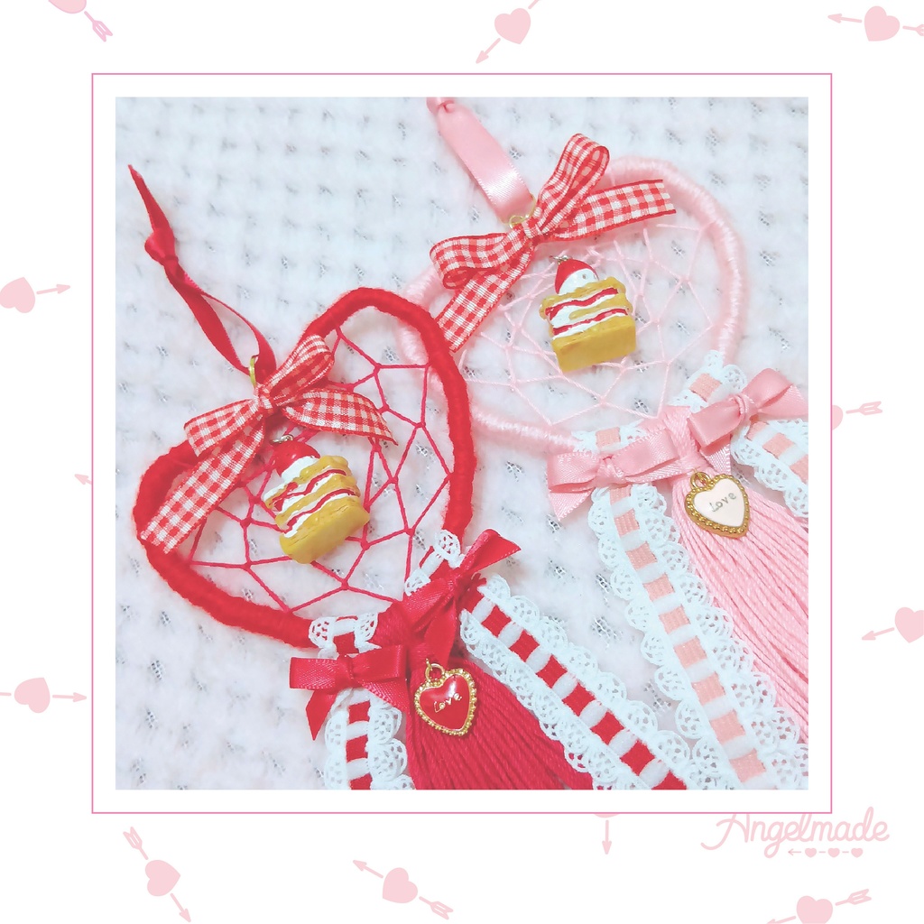 ミニドリームキャッチャー（ケーキ×ギンガムリボン）