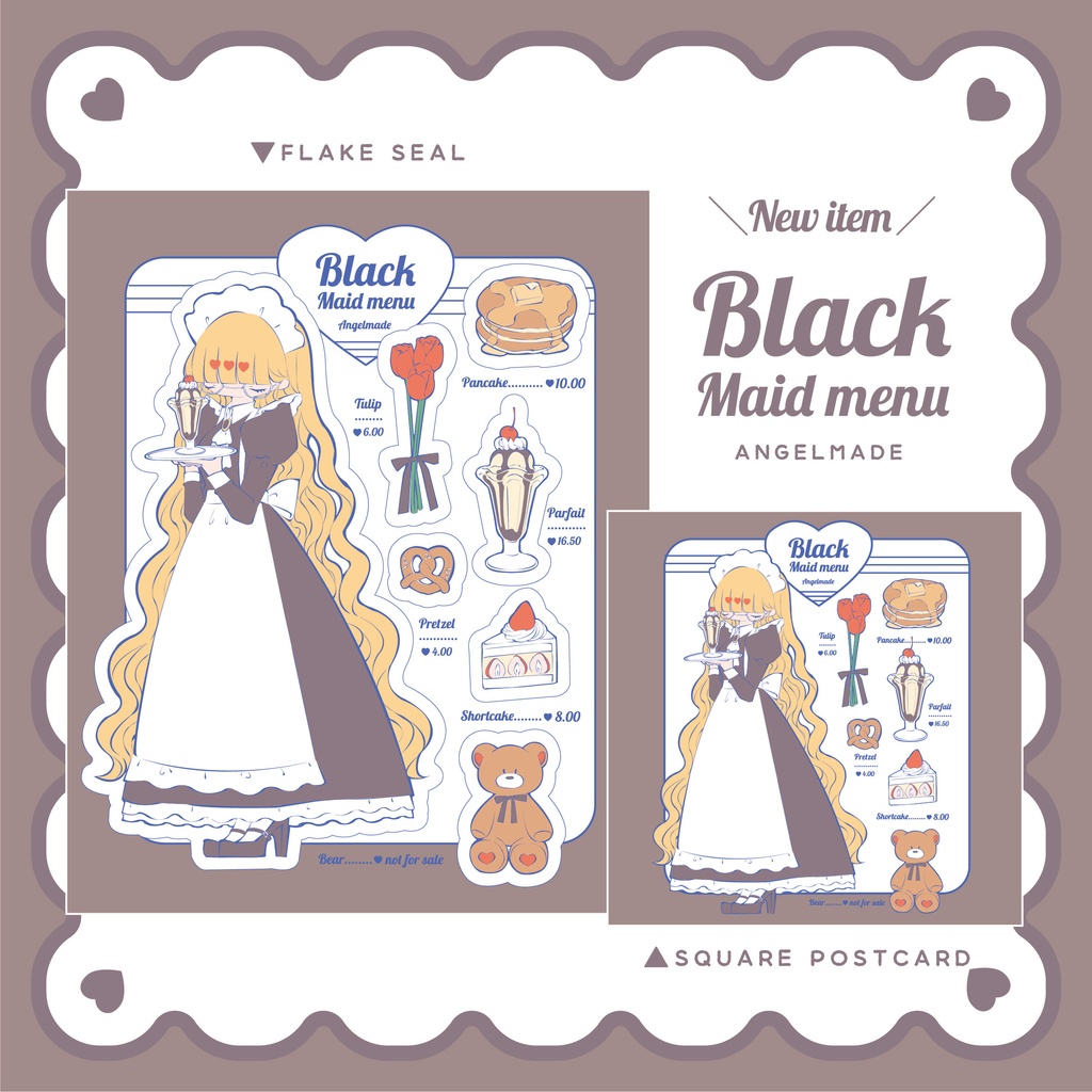 【NEW】『Black maid menu』シール/ポストカード