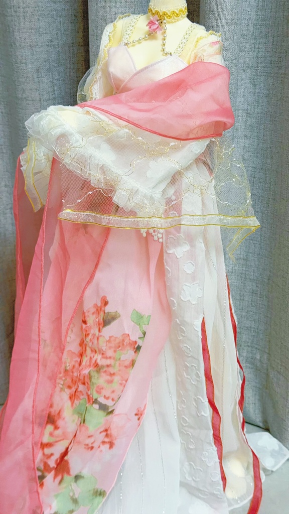 【1/3 SD・DDサイズ】漢服 桜花 ドールドレス 中華風 全4点セット