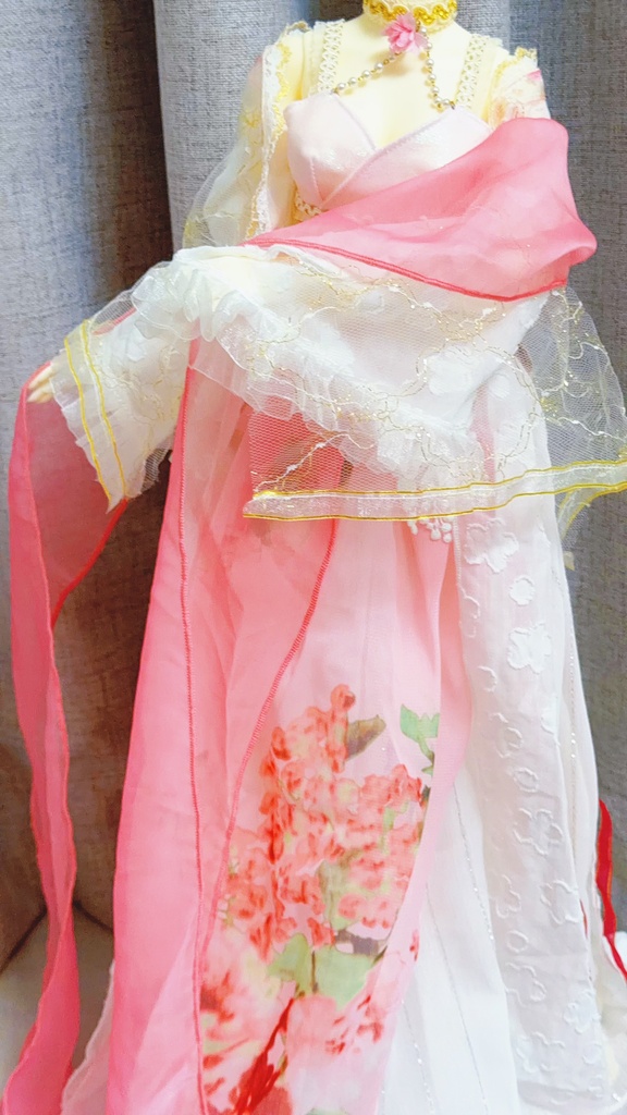 【1/3 SD・DDサイズ】漢服 桜花 ドールドレス 中華風 全4点セット