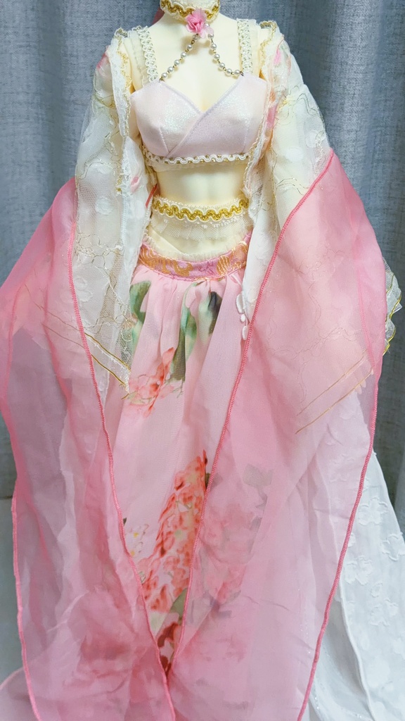 【1/3 SD・DDサイズ】漢服 桜花 ドールドレス 中華風 全4点セット