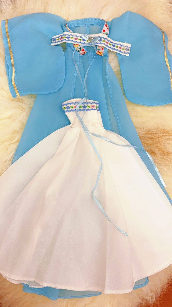 【28cmドール対応】漢服 月白 ドールドレス 中華風