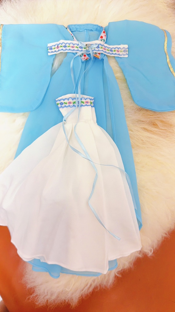 【28cmドール対応】漢服 月白 ドールドレス 中華風