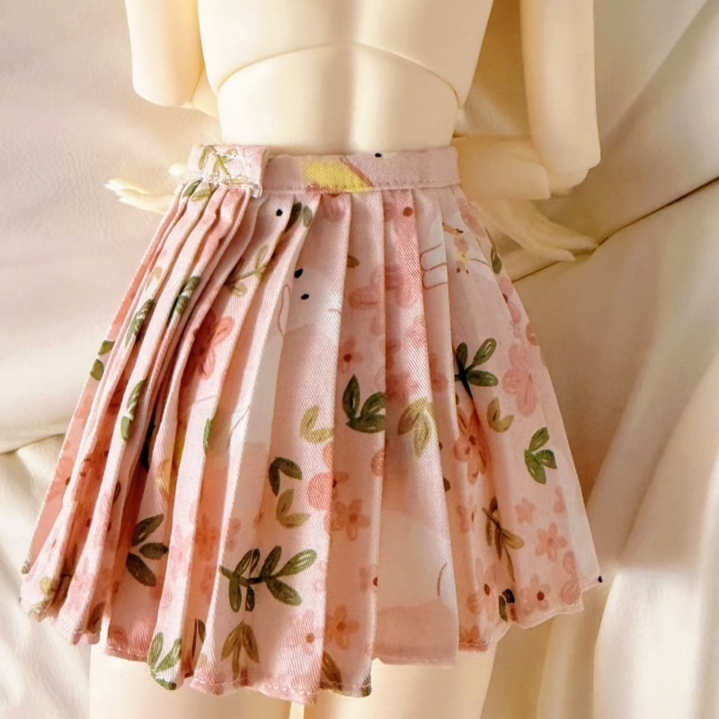 【1/3・30cmサイズ】桜色 花柄プリーツスカート ドール服