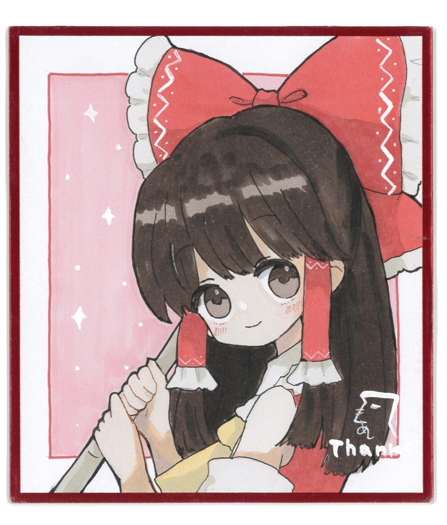 ミニ色紙フルカラーイラスト（博麗霊夢）