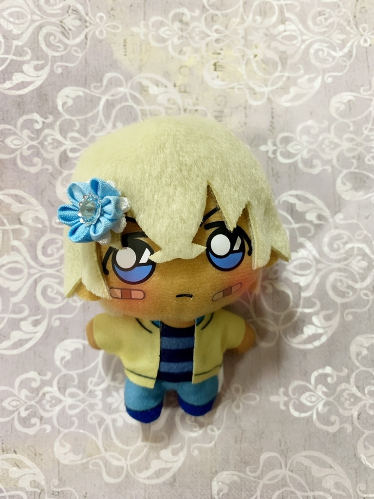 つまみ細工のぬいサイズクリップ(水色)