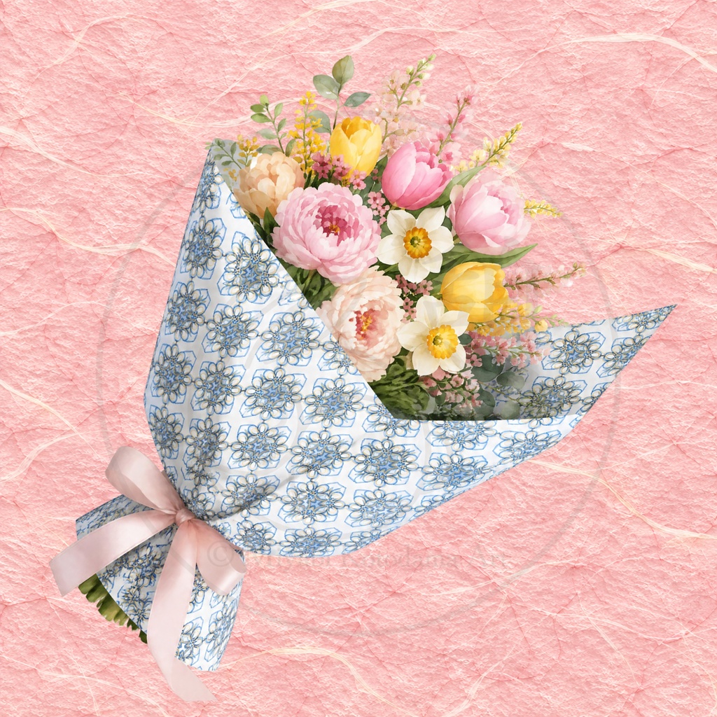 和紙風×水引デジタル素材|Japanese Washi Mizuhiki|透過PNG・完成版・背景素材|商用利用OK