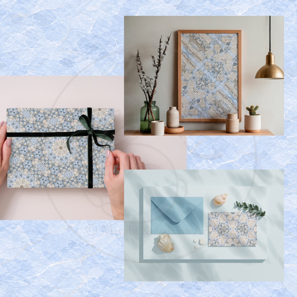 Washi Newspaper Mizuhiki|英字新聞風×水引×和紙風 デジタルペーパー15柄|A4付き|商用利用OK